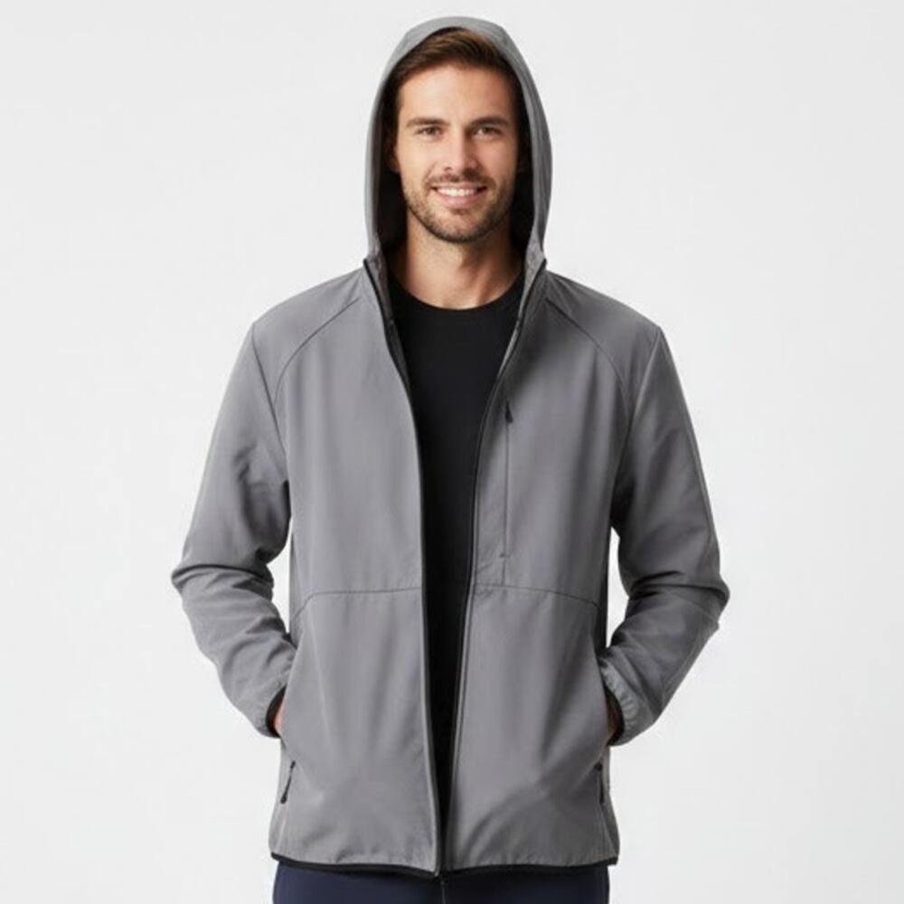 NWT ZeroXposur Softshell Rain Jacket Zip Hooded Windbreaker Gray Mens Size XL